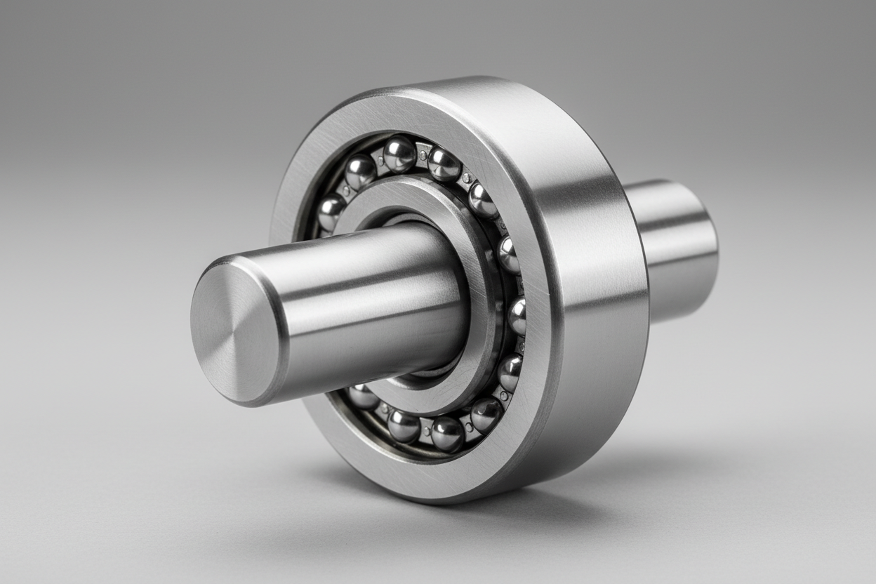 金属シャフトと軸受けの写真