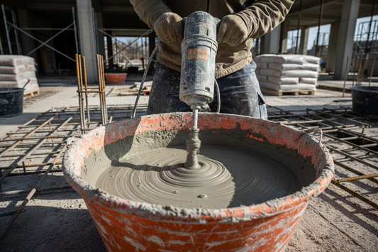 プレミックスモルタルの混錬写真