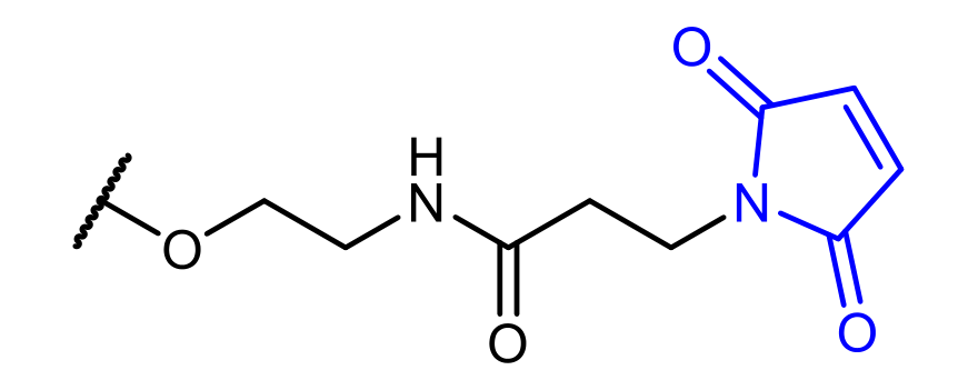 MA2 end group: –O–CH₂CH₂–NH–CO–CH₂CH₂– bonded to a maleimide